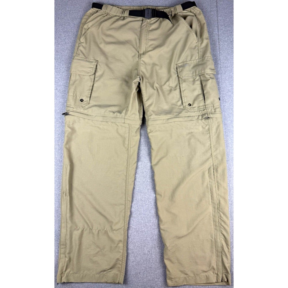 GSX Mens 32x30 Convertible Hiking Pants Zip Off Cargo Shorts Nylon Khaki